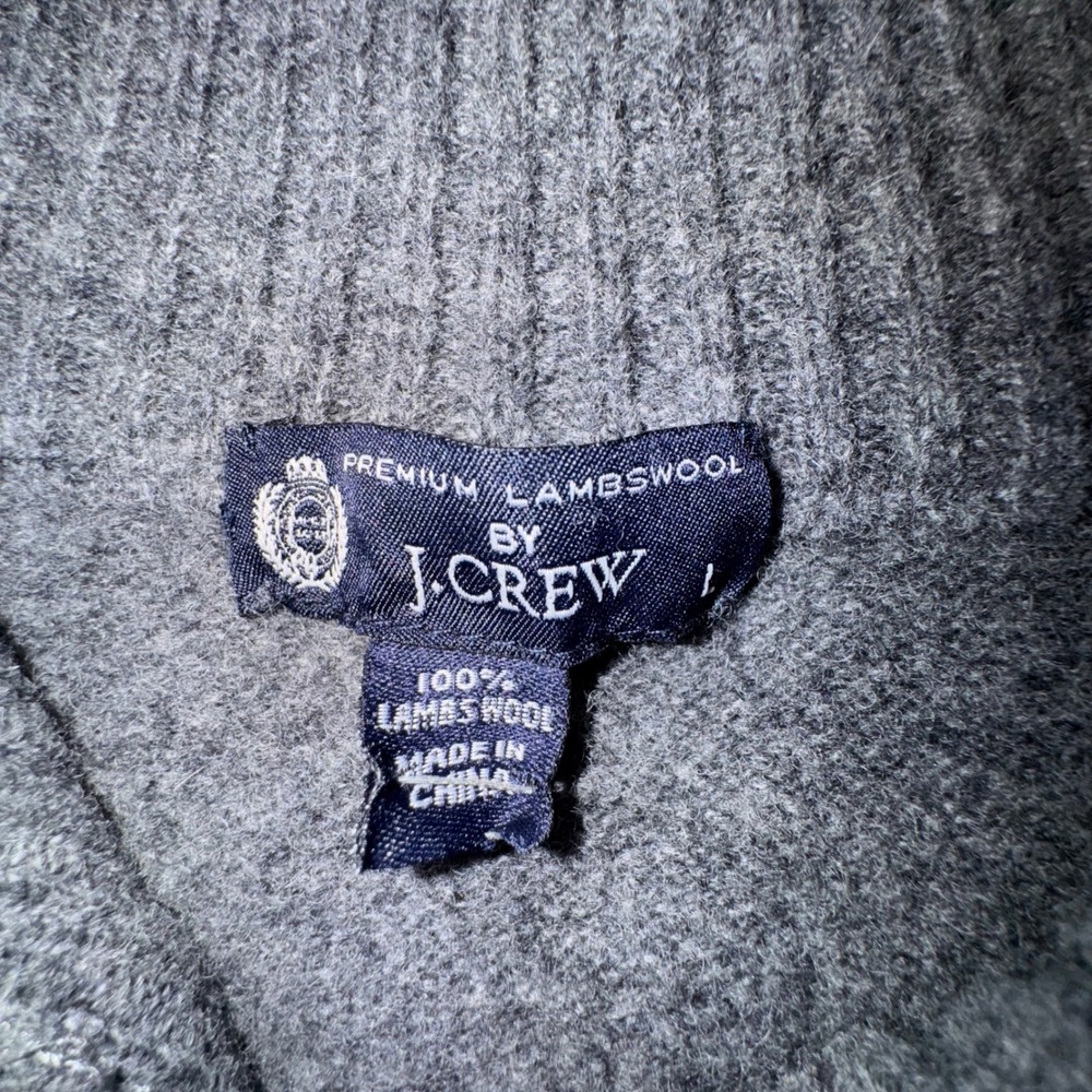J.Crew Mens Large Lambswool Argyle Quarter Zip Sweater Elbow Patches Gray Purple - Picture 2 of 10